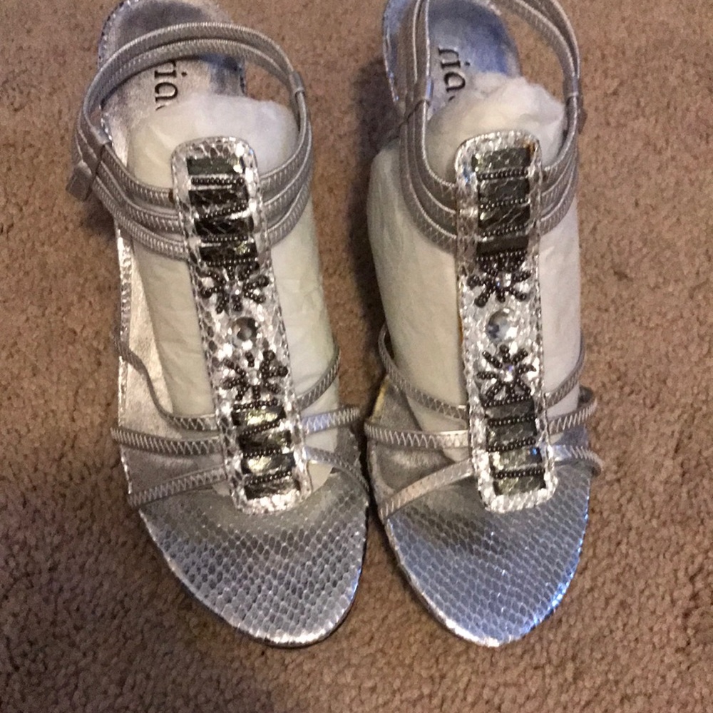 Silver heeled sandals